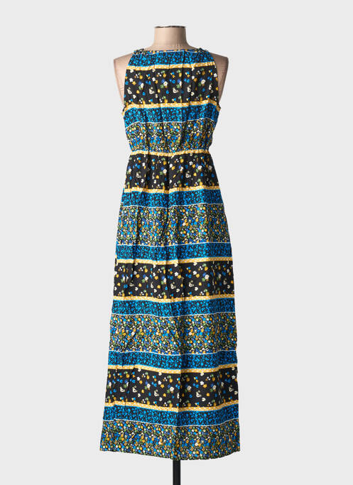 Robe longue imprimé fantaisie sans manche bleu C'FLO femme