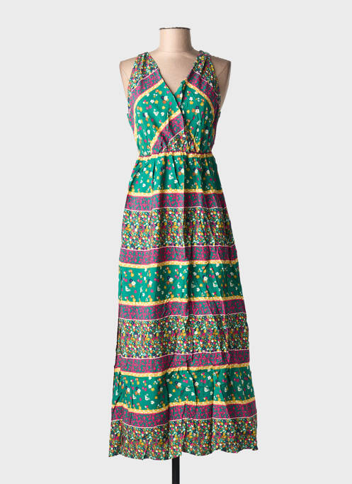 Robe longue imprimé fantaisie sans manche vert C'FLO femme