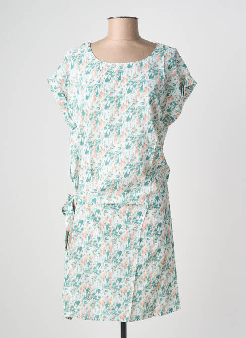 Robe mi-longue imprimé fantaisie manches courtes blanc VIC VIA femme