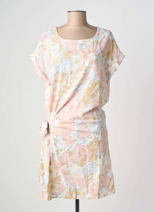 Robe mi-longue imprimé fantaisie manches courtes blanc VIC VIA femme