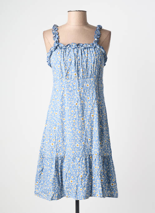 Robe mi-longue imprimé fleurs sans manche bleu C'FLO femme