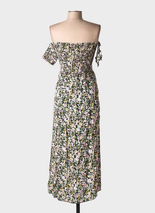 Robe mi-longue imprimé fleurs manches courtes noir C'FLO femme