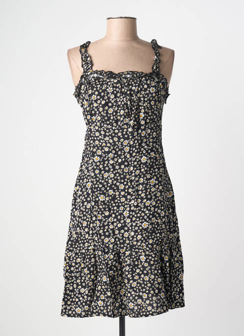 Robe mi-longue imprimé fleurs sans manche noir C'FLO femme