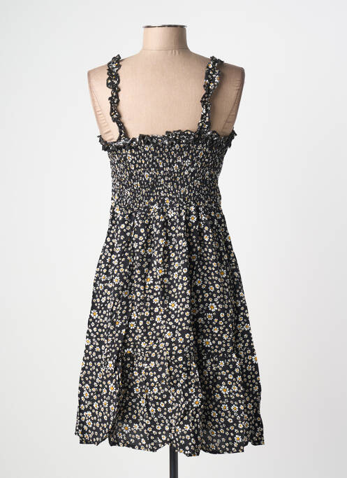 Robe mi-longue imprimé fleurs sans manche noir C'FLO femme