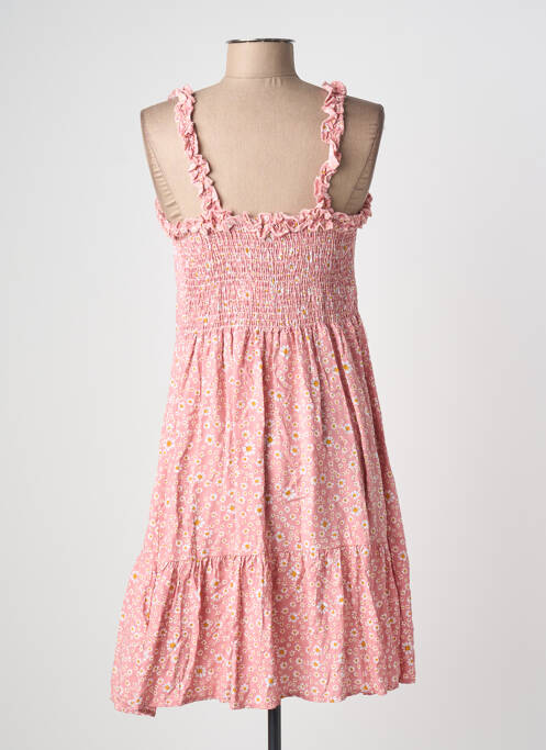 Robe mi-longue imprimé fleurs sans manche rose C'FLO femme
