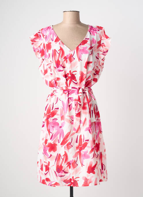 Robe mi-longue imprimé fantaisie manches courtes rose NOUGAT femme