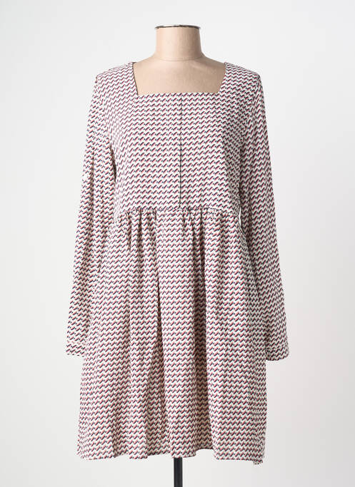 Robe mi-longue imprimé fantaisie manches longues rose VIC VIA femme