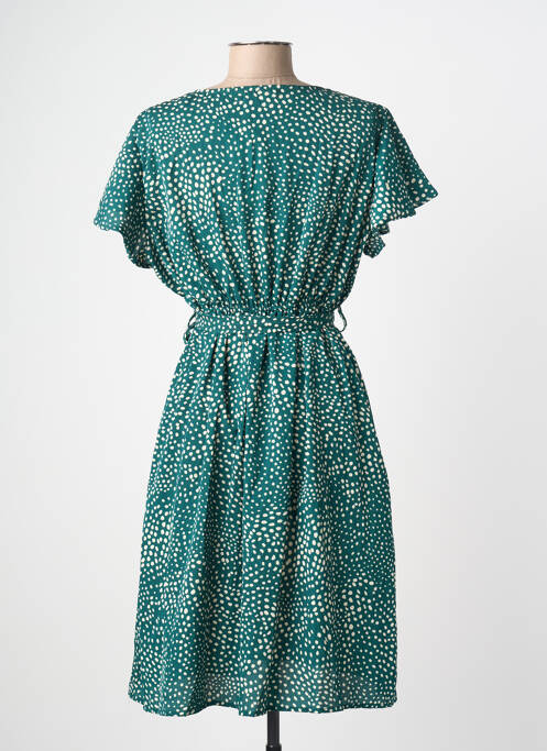 Robe mi-longue manches courtes manches courtes vert C'FLO femme