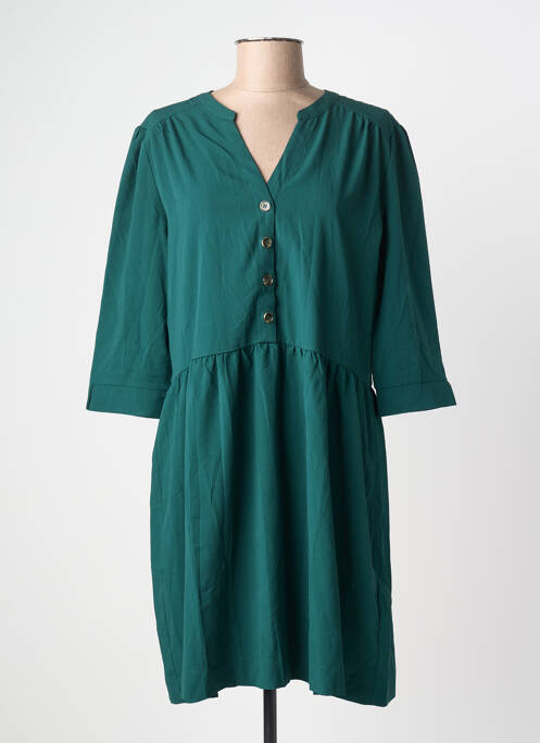 Robe mi-longue manches 3/4 manches 3/4 vert GRACE & MILA femme