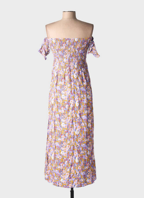 Robe mi-longue imprimé fleurs manches courtes violet C'FLO femme