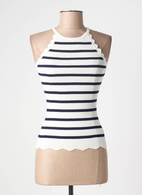 Top coupe cintrée sans manche blanc VAN DER ROCK femme