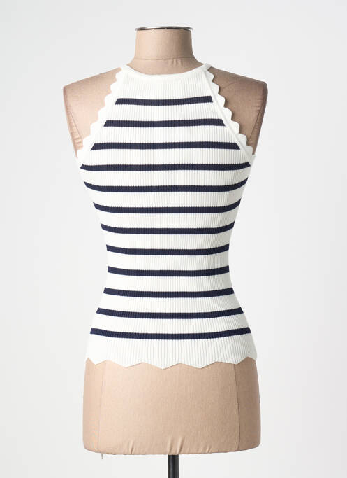 Top coupe cintrée sans manche blanc VAN DER ROCK femme