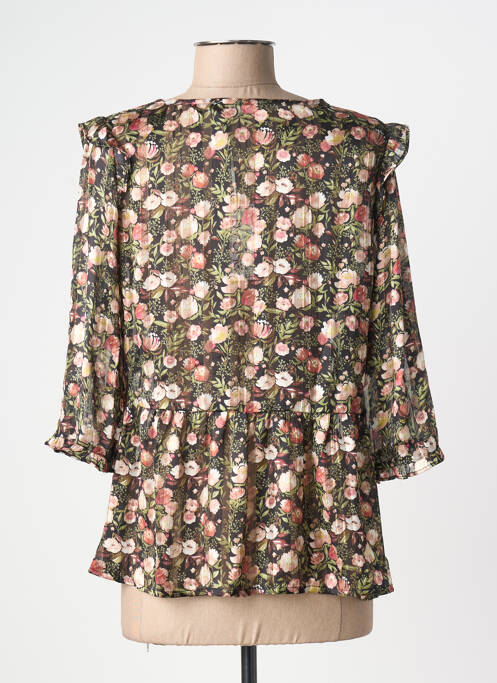 Top col v manches 3/4 noir BY ONE femme