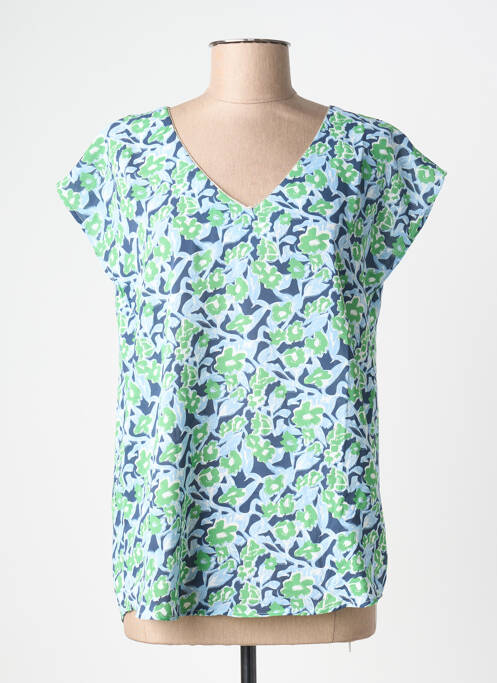 Top imprimé fantaisie manches courtes vert BY ONE femme