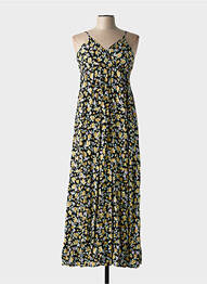 Robe longue imprimé fantaisie fines bretelles noir C'FLO femme