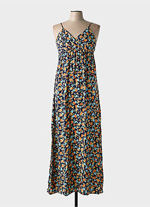 Robe longue imprimé fantaisie fines bretelles bleu C'FLO femme