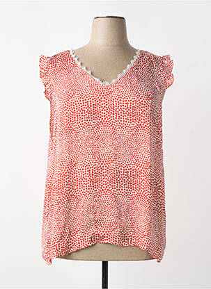 Top imprimé fantaisie sans manche rouge MAELLE femme