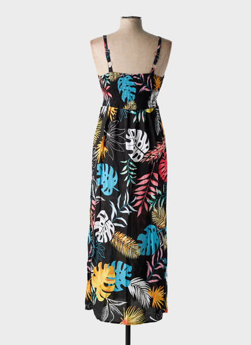 Robe longue imprimé fantaisie fines bretelles noir AIRISA femme