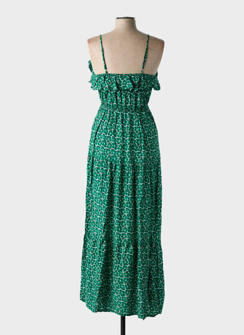 Robe longue imprimé fantaisie fines bretelles vert C'FLO femme
