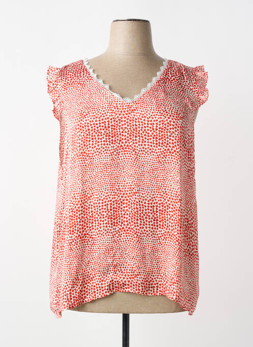 Top imprimé fantaisie sans manche rouge MAELLE femme