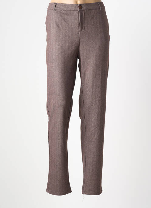 Pantalon droit stretch taille normale marron FREESIA femme