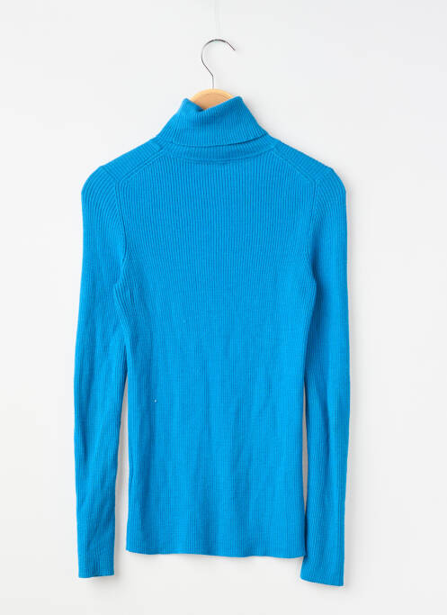 Pull col roulé tissage côtelé manches longues bleu UNIQLO femme
