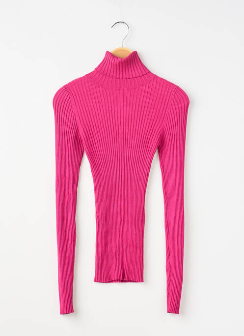 Pull col roulé stretch manches longues rose SINEQUANONE femme