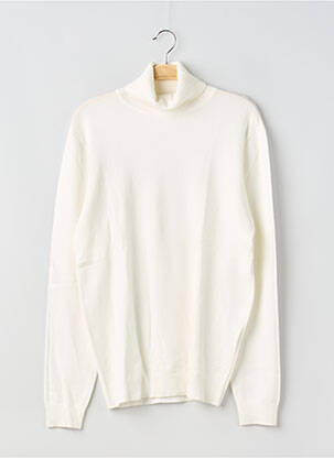 Pull col roulé coupe cintrée manches longues blanc CARACCIOLO NAPOLI homme