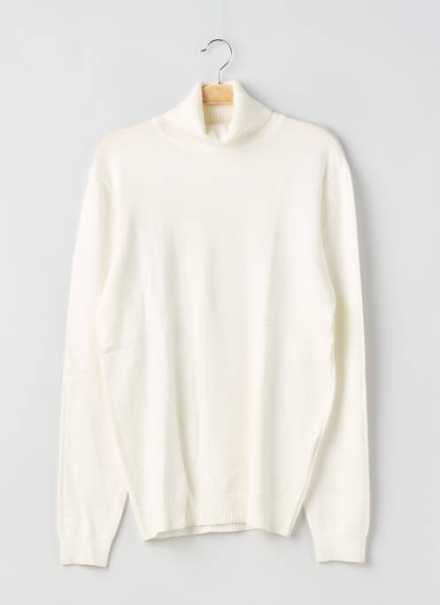 Pull col roulé coupe cintrée manches longues blanc CARACCIOLO NAPOLI homme