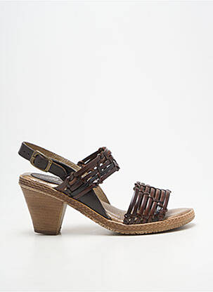 Sandales/nu pieds tissage satiné talon de 7 à 9cm marron ELLES-MEMES femme