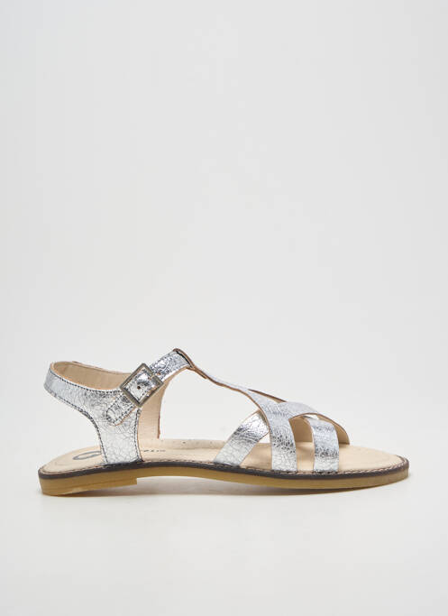 Sandales/nu pieds chiquet talon plat jusqu'à 3cm argent GARVALIN femme