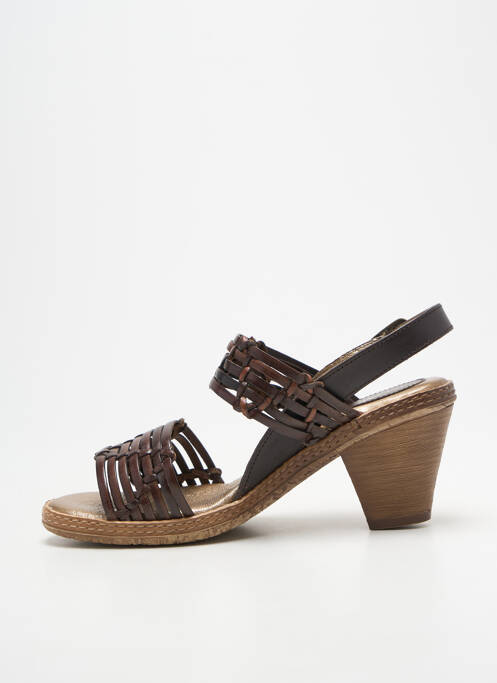 Sandales/nu pieds tissage satiné talon de 7 à 9cm marron ELLES-MEMES femme