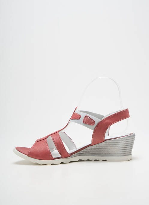 Sandales/nu pieds bout ouvert talon de 4 à 6cm rouge ELLES-MEMES femme