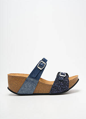 Mules/sabots talon compensé talon de 4 à 6cm bleu LA VAGUE femme