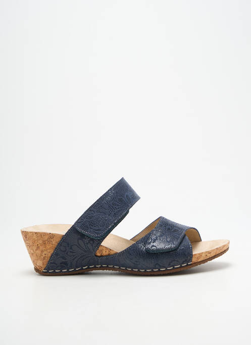 Mules/sabots tissage satiné talon de 4 à 6cm bleu PEDI GIRL femme