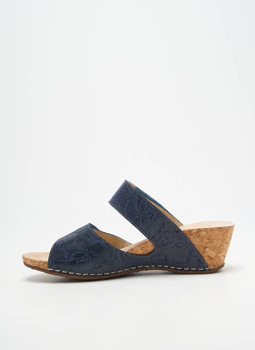 Mules/sabots tissage satiné talon de 4 à 6cm bleu PEDI GIRL femme