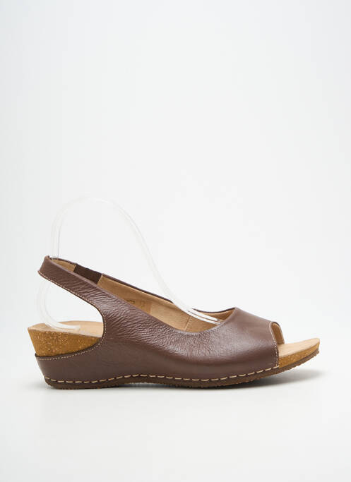 Sandales/nu pieds bout ouvert talon de 4 à 6cm marron PEDI GIRL femme