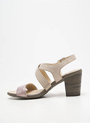 Sandales/nu pieds tissage satiné talon de 7 à 9cm beige GEO-REINO femme