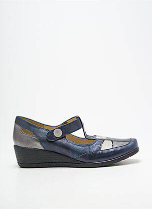 Ballerines fermeture scratch talon de 4 à 6cm bleu GEO-REINO femme