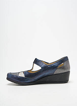 Ballerines fermeture scratch talon de 4 à 6cm bleu GEO-REINO femme