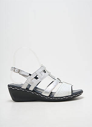 Sandales/nu pieds tissage satiné talon de 4 à 6cm argent GEO-REINO femme