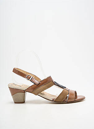 Sandales/nu pieds matière lisse talon de 4 à 6cm marron GEO-REINO femme