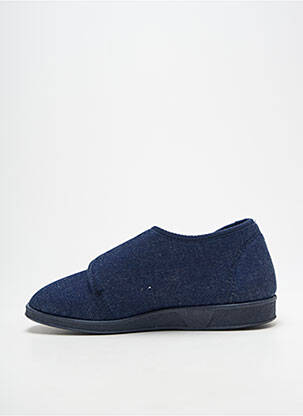 Chaussons/pantoufles fermeture scratch talon plat jusqu'à 3cm bleu LA VAGUE femme