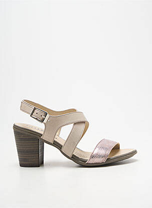 Sandales/nu pieds tissage satiné talon de 7 à 9cm beige GEO-REINO femme