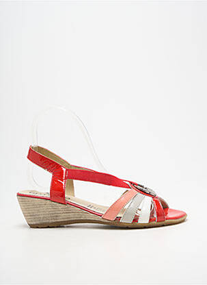 Sandales/nu pieds matière lisse talon de 4 à 6cm rouge GEO-REINO femme