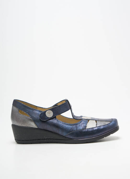 Ballerines fermeture scratch talon de 4 à 6cm bleu GEO-REINO femme