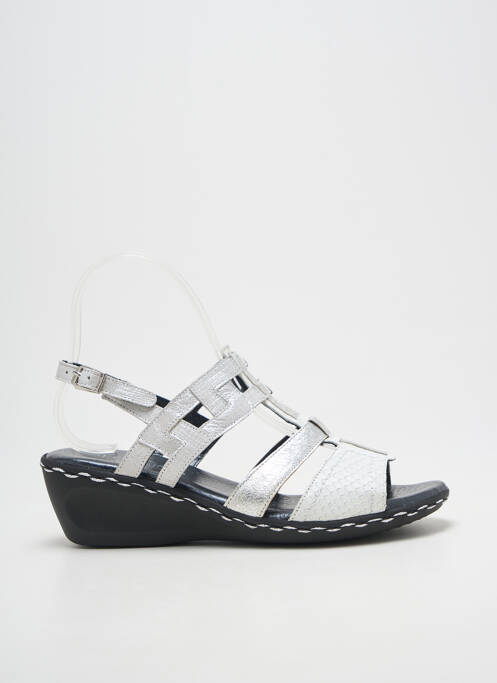 Sandales/nu pieds tissage satiné talon de 4 à 6cm argent GEO-REINO femme