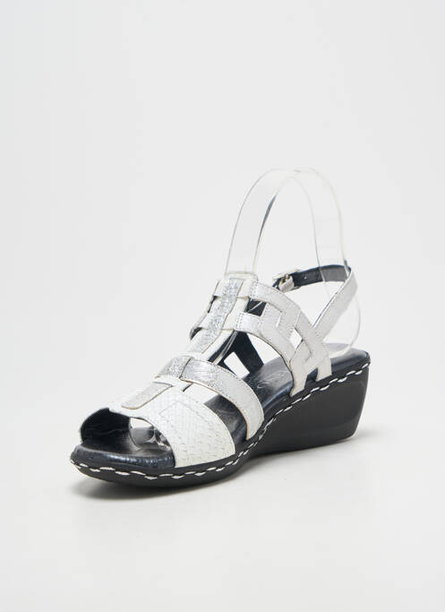 Sandales/nu pieds tissage satiné talon de 4 à 6cm argent GEO-REINO femme