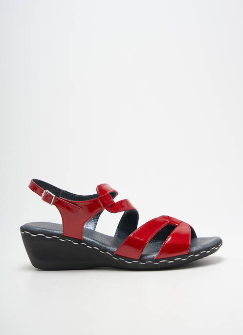 Sandales/nu pieds matière lisse talon de 4 à 6cm rouge GEO-REINO femme
