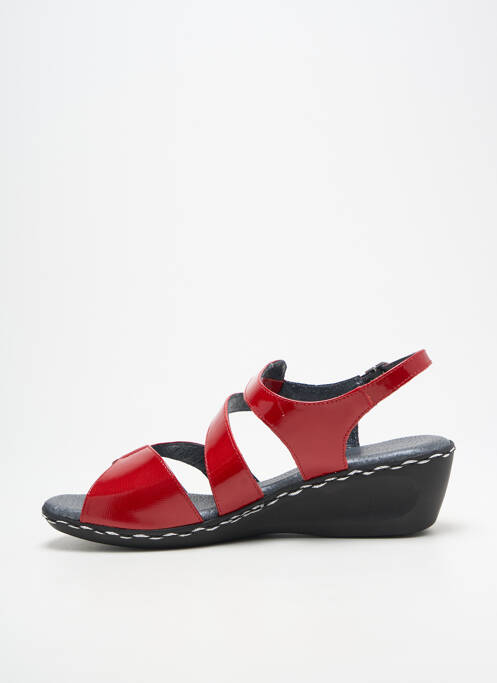 Sandales/nu pieds matière lisse talon de 4 à 6cm rouge GEO-REINO femme